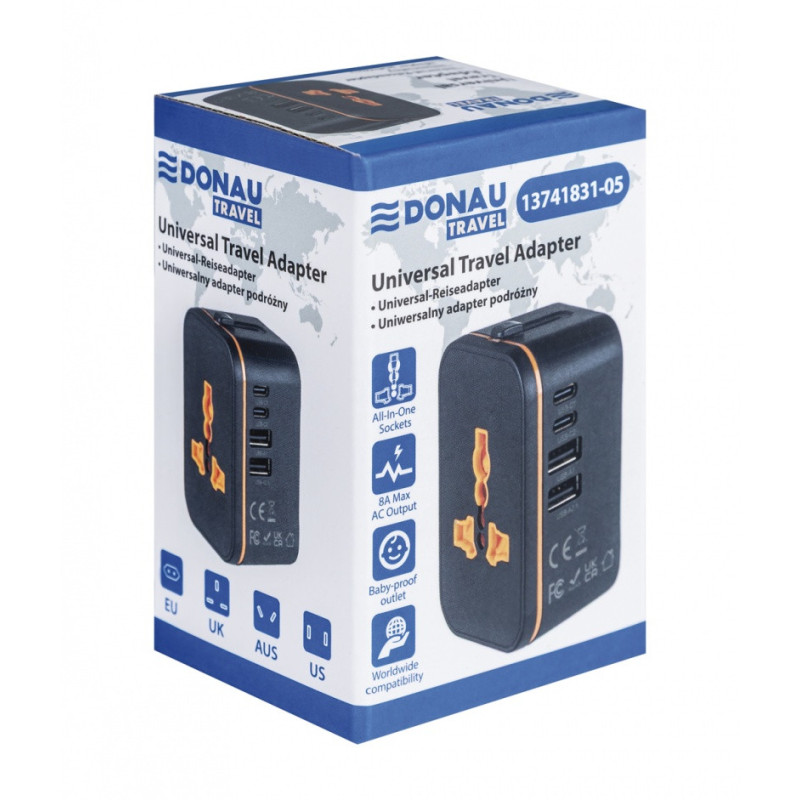 Adapter podróżny DONAU TRAVEL 205, czarny