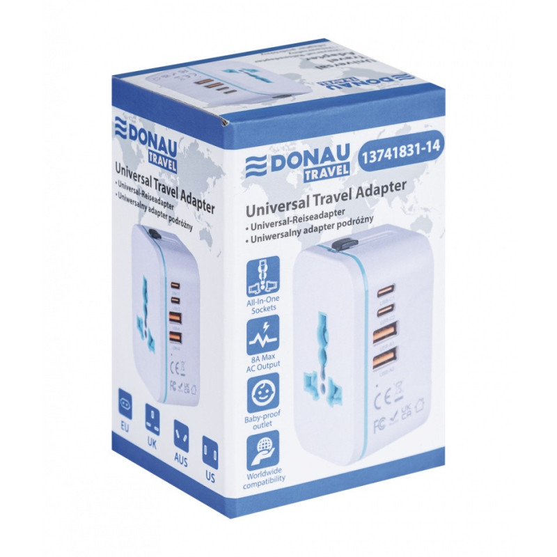 Adapter podróżny DONAU TRAVEL 205, biały