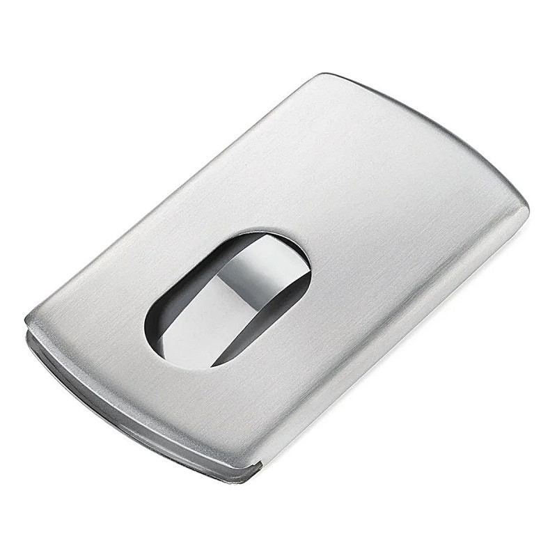 Etui na wizytówki TROIKA Slide, stalowe