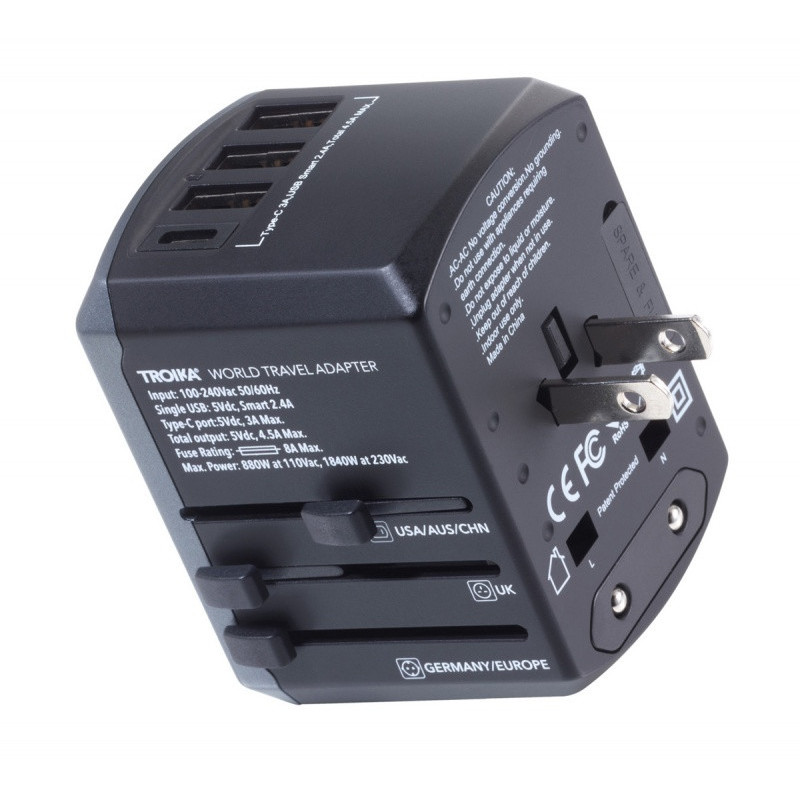 Adapter podróżny TROIKA World Travel, czarny