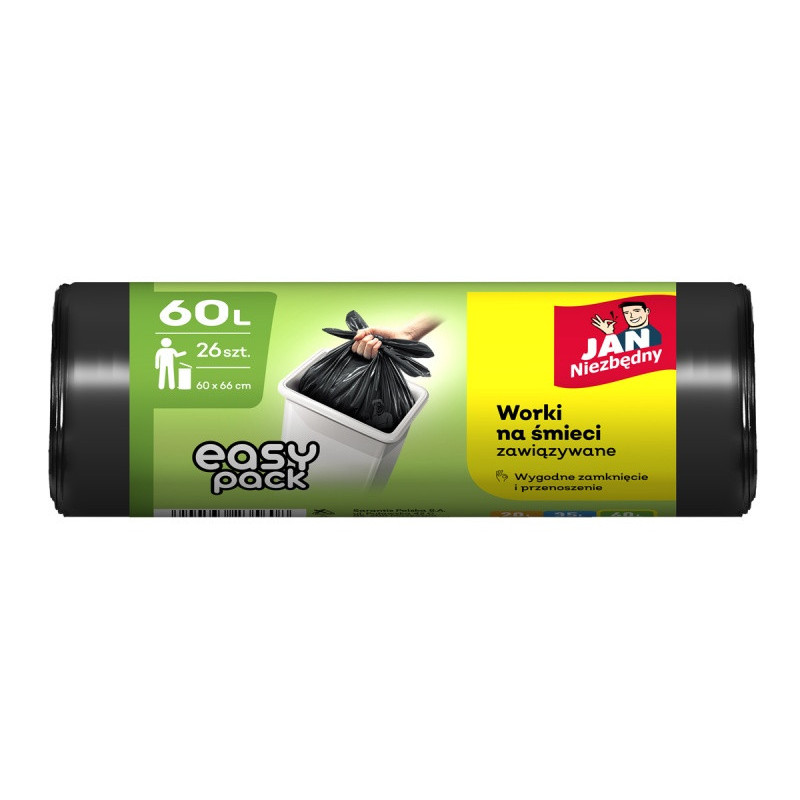 Worki na śmieci JAN NIEZBĘDNY HD Easy-Pack, 60l, 2