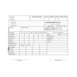 Druk Raport dzienny pracy sprzeętu