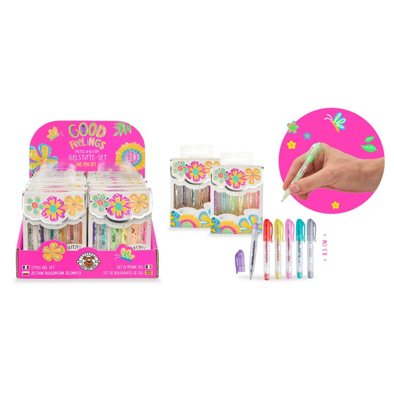 Mini długopisy żelowe TRENDHAUS GF-6, 6 szt., etui
