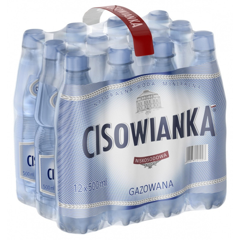 Woda Cisowianka, gazowana, butelka plastikowa, 0,5