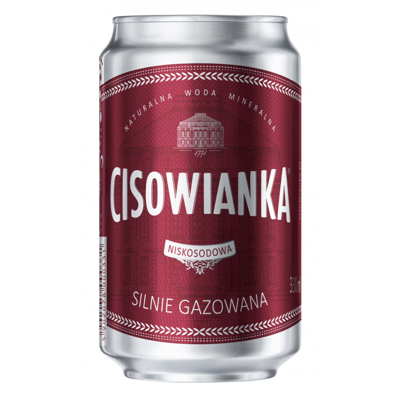 Woda Cisowianka, silnie-gazowana, puszka, 330ml