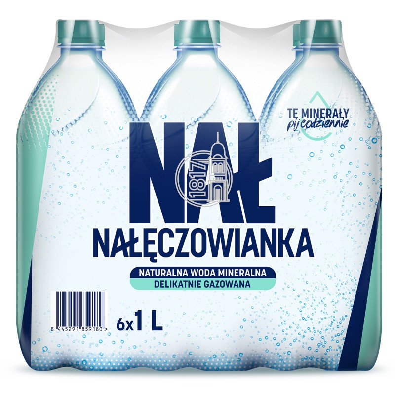 Woda mineralna NAŁĘCZOWIANKA, delikatny gaz, 1l, k