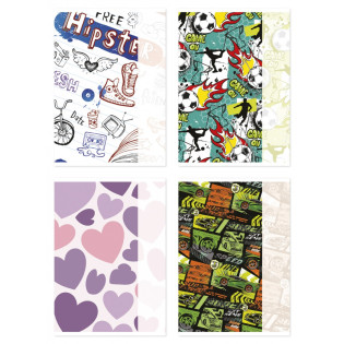 Zeszyt szkolny GIMBOO, A5, w linie, 32 kart., 70gsm, mix wzorów