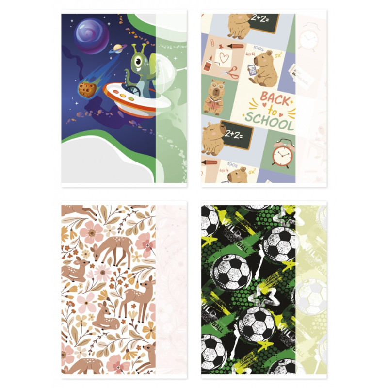 Zeszyt szkolny GIMBOO, A5, w 3 linie, 32 kart., 70gsm, mix wzorów