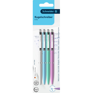 Długopis automatyczny SCHNEIDER K15, M, 4 szt., blister, mix kolorów pastelowych