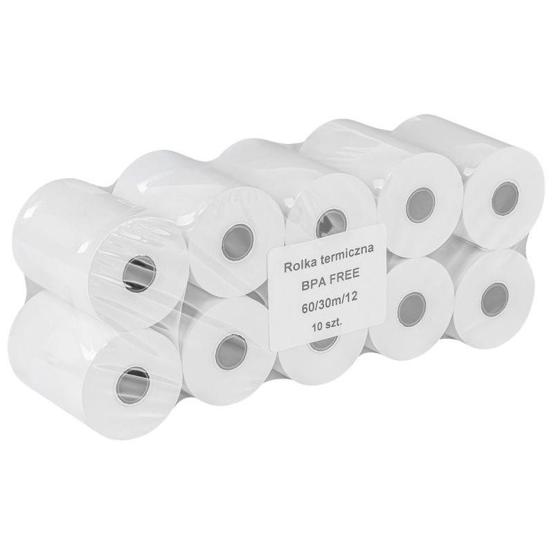 Rolki termiczne OFFICE PRODUCTS, 60mm x 30m, gr. 48 +/- 6, 10 szt., białe