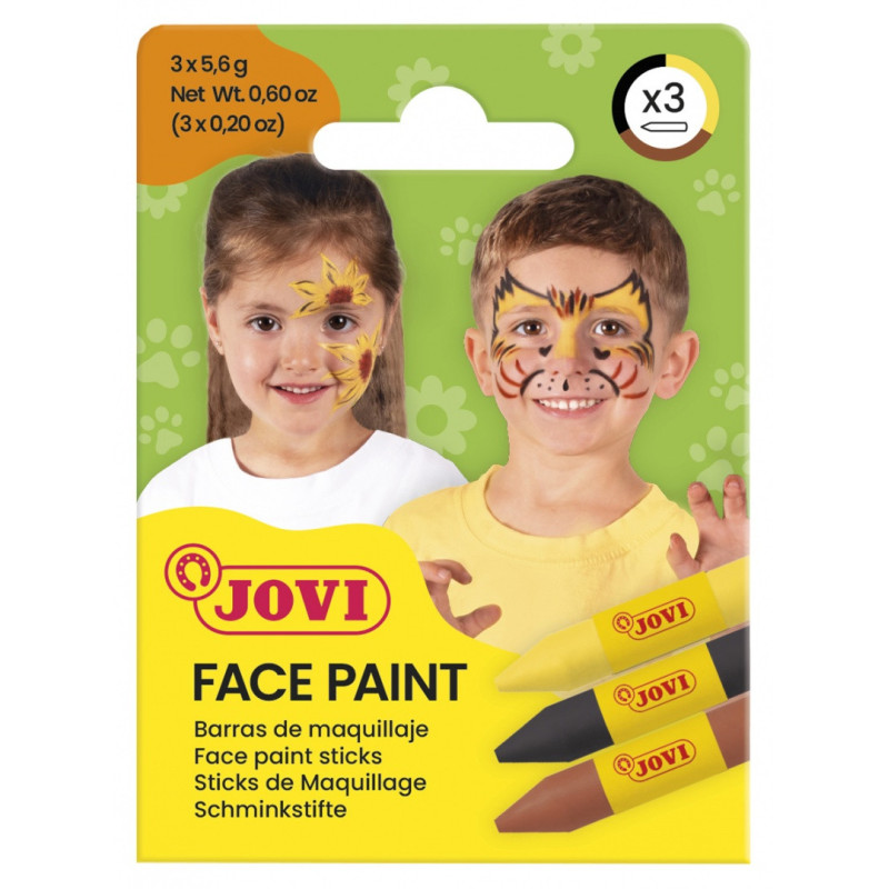 Kredki do malowania twarzy JOVI Animal, 3x5,6g, 3 szt., mix kolorów