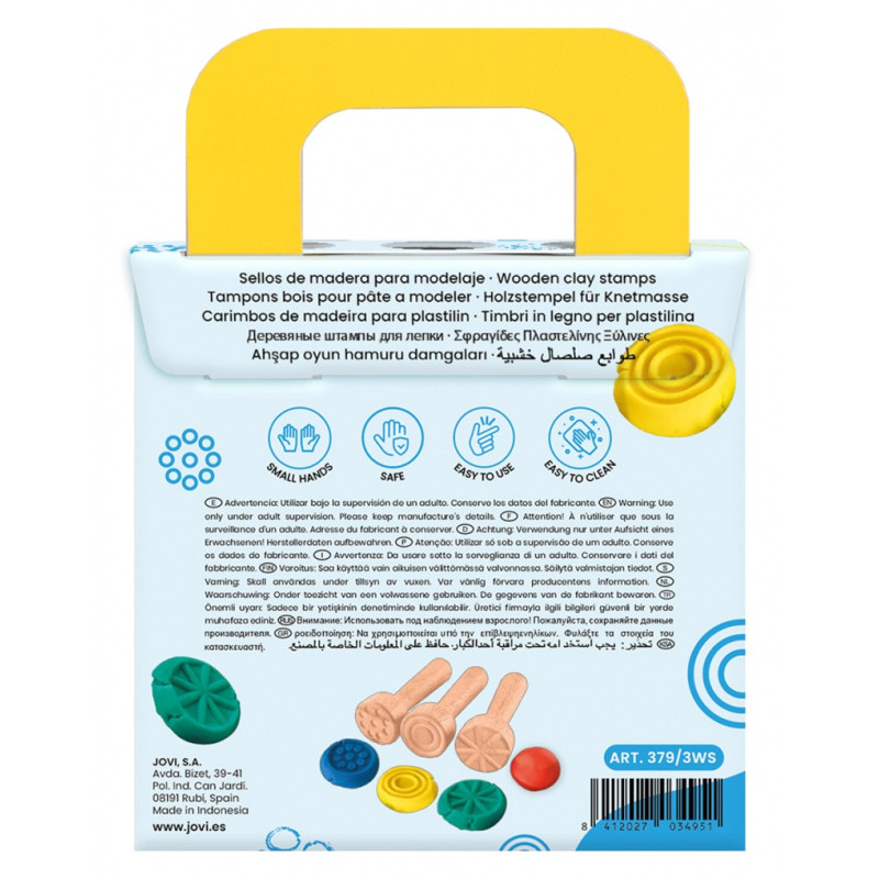 Stemple do plasteliny JOVI dla dzieci, zestaw 3 szt., mix kształtów, drewniane