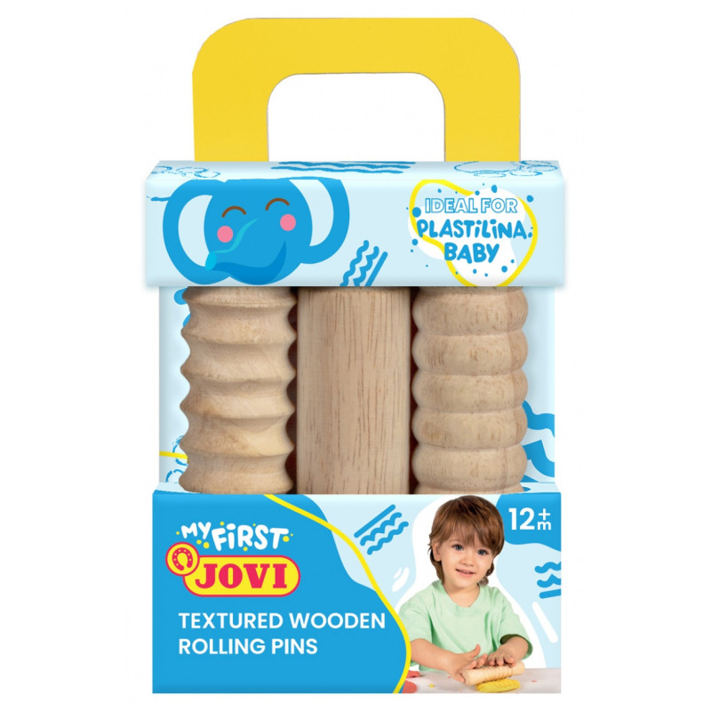 Wałki do plasteliny JOVI dla dzieci, zestaw 3 szt., mix kształtów, drewniane