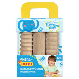 Wałki do plasteliny JOVI dla dzieci, zestaw 3 szt., mix kształtów, drewniane