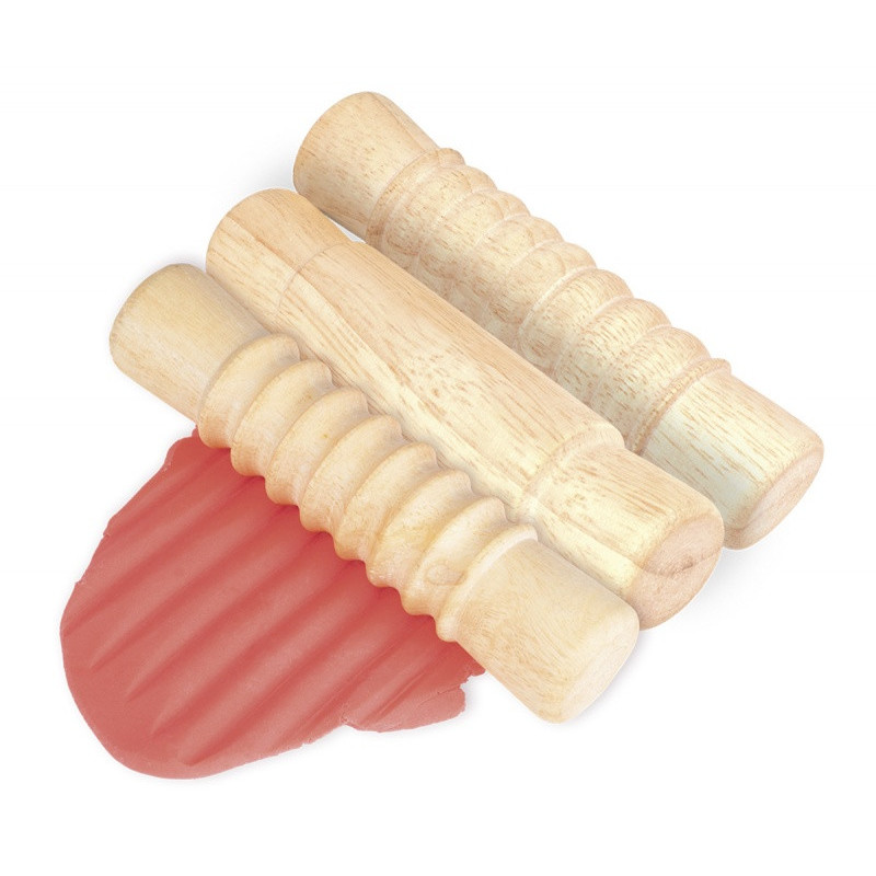 Wałki do plasteliny JOVI dla dzieci, zestaw 3 szt., mix kształtów, drewniane