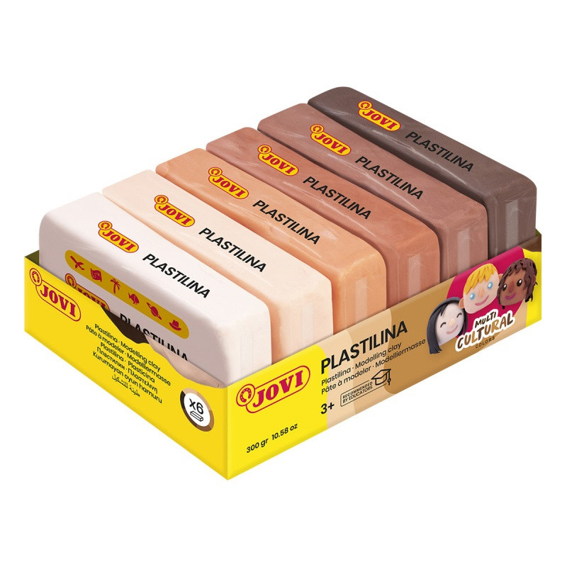 Zestaw plasteliny JOVI, 6x50g, kolory wielokulturowe, mix kolorów
