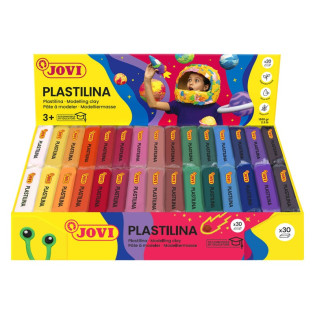 Display plasteliny JOVI, 30x50g, 2x15 kolorów, mix kolorów