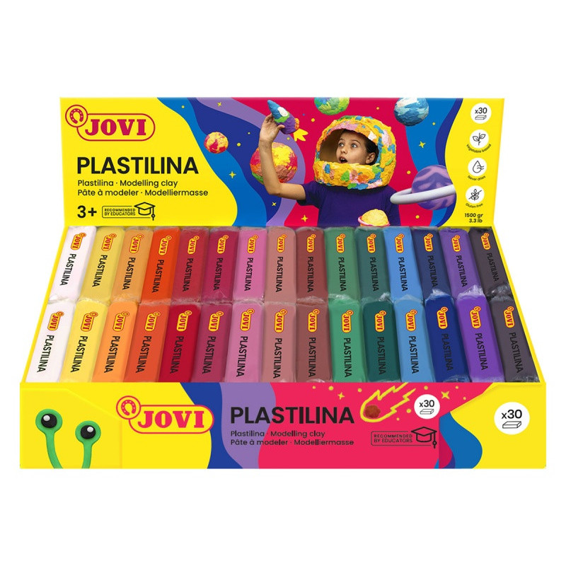 Display plasteliny JOVI, 30x50g, 2x15 kolorów, mix kolorów