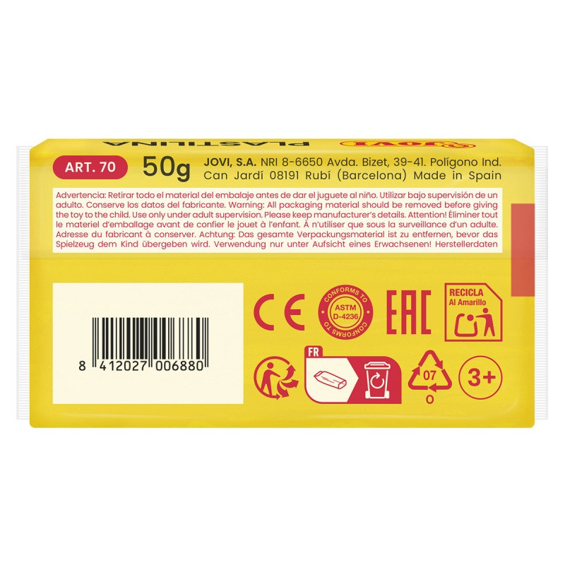 Display plasteliny JOVI, 30x50g, 2x15 kolorów, mix kolorów