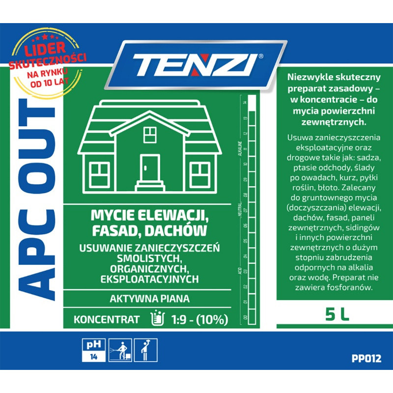 Koncentrat do mycia fasad, elewacji, tarasów TENZI, Apc Out, 5l