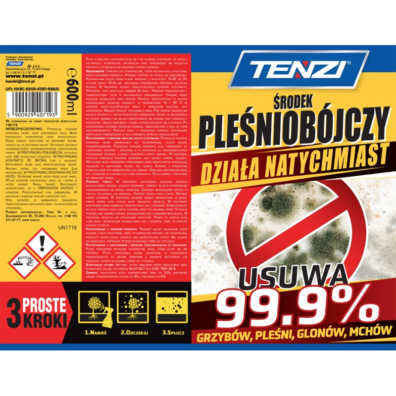 Środek pleśniobójczy do ścian i okien TENZI, 0,6l