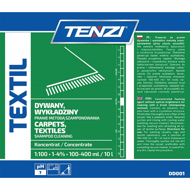 Preparat do prania wykładzin i tekstyliów metodą szamponowania TENZI, Textil, 5l