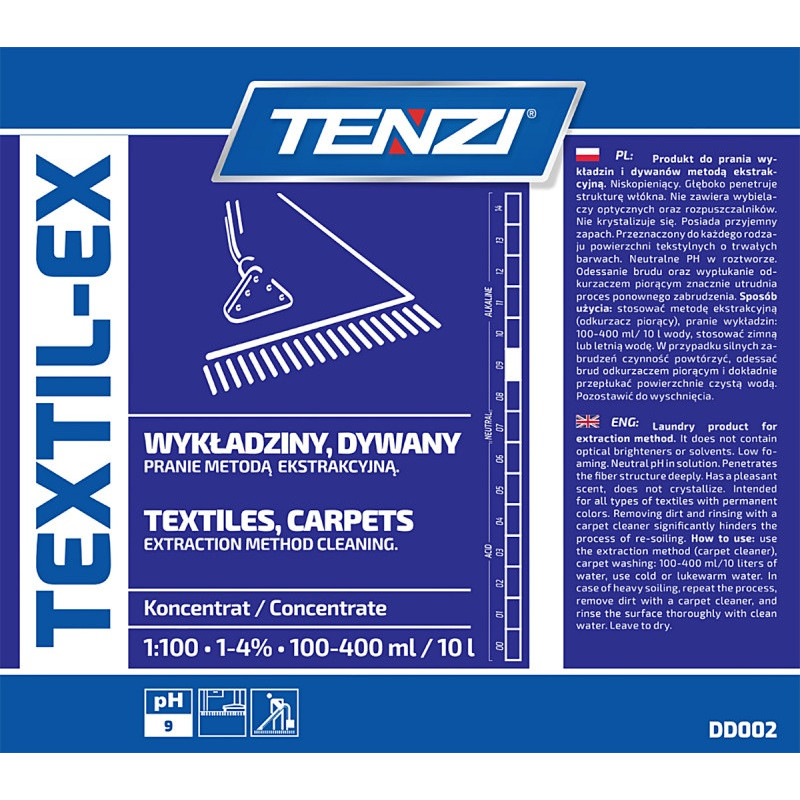 Preparat do prania wykładzin i tapicerek metodą ekstrakcyjną TENZI, Textil-Ex, 1l