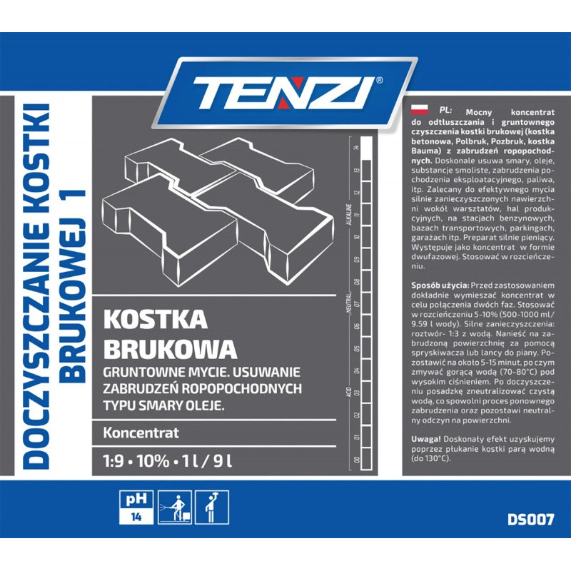 Dwufazowy koncentrat do czyszczenia kostki brukowej TENZI, 5l