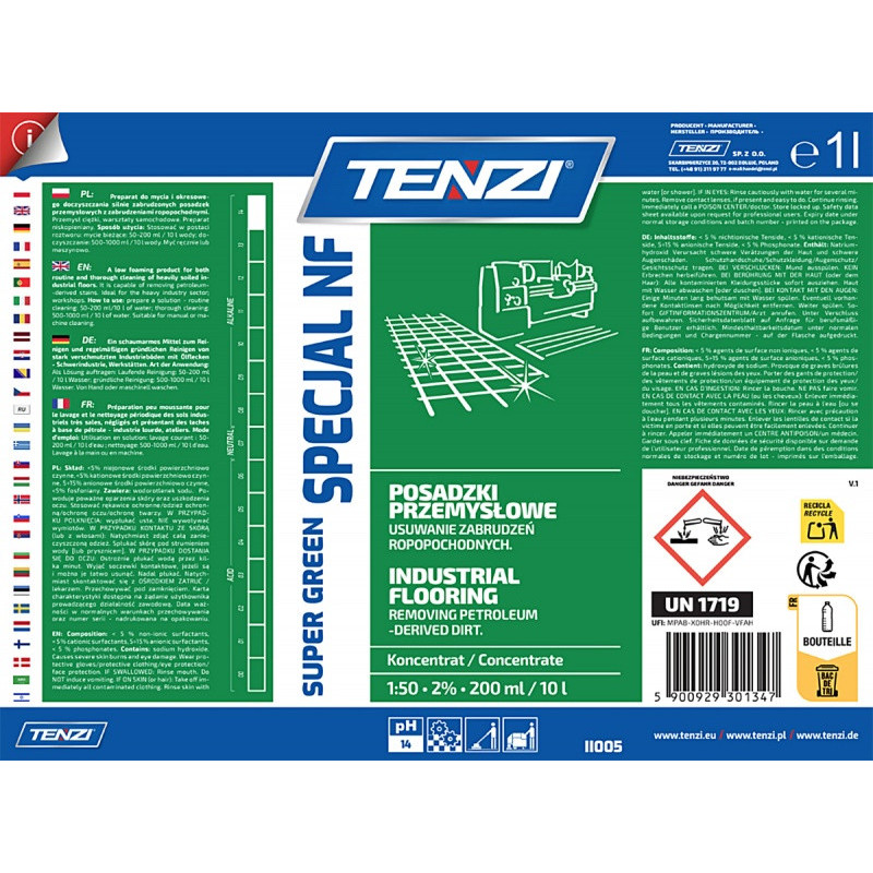 Środek do zabrudzeń organicznych TENZI, Super Green Specjal NF, 1l