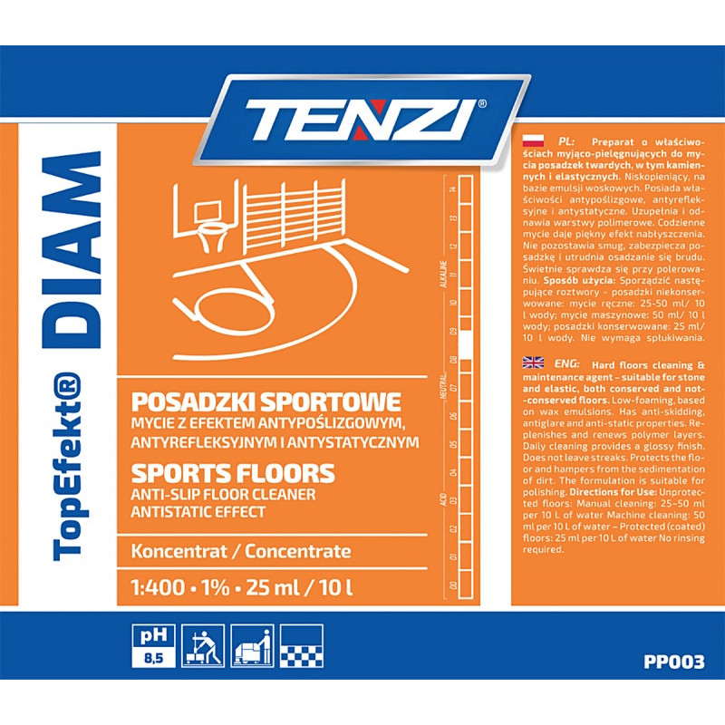 Płyn do mycia posadzek twardych i elastycznych TENZI, Topefekt Diam, 5l