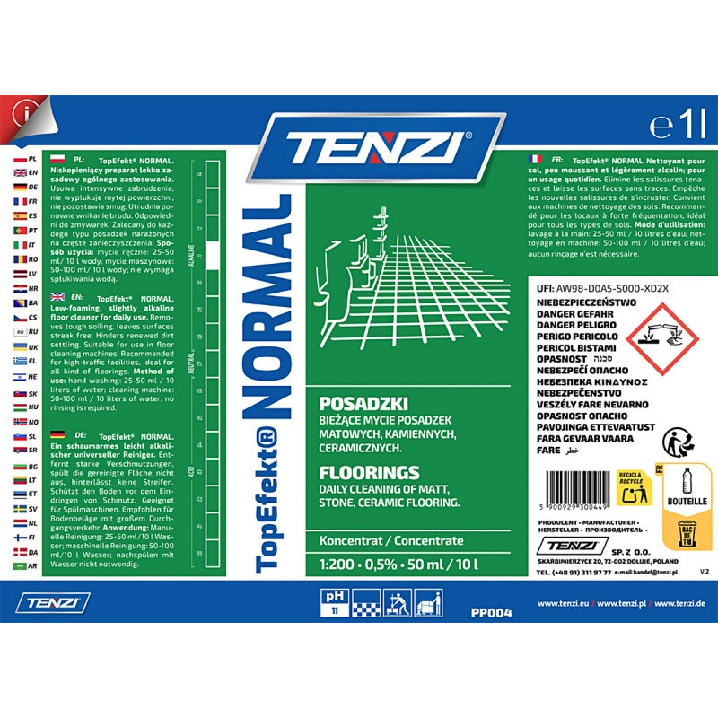 Preparat myjący do posadzek matowych TENZI, Topefekt Normal, 1l