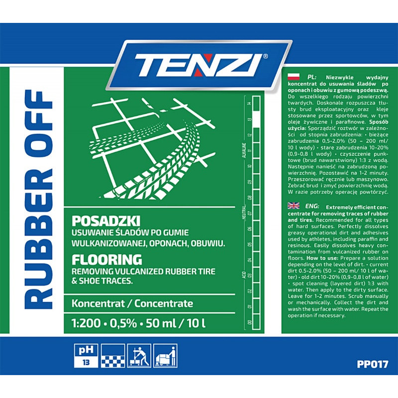 Koncentrat do usuwania śladów po gumie i oponach TENZI, Rubber Off, 10l