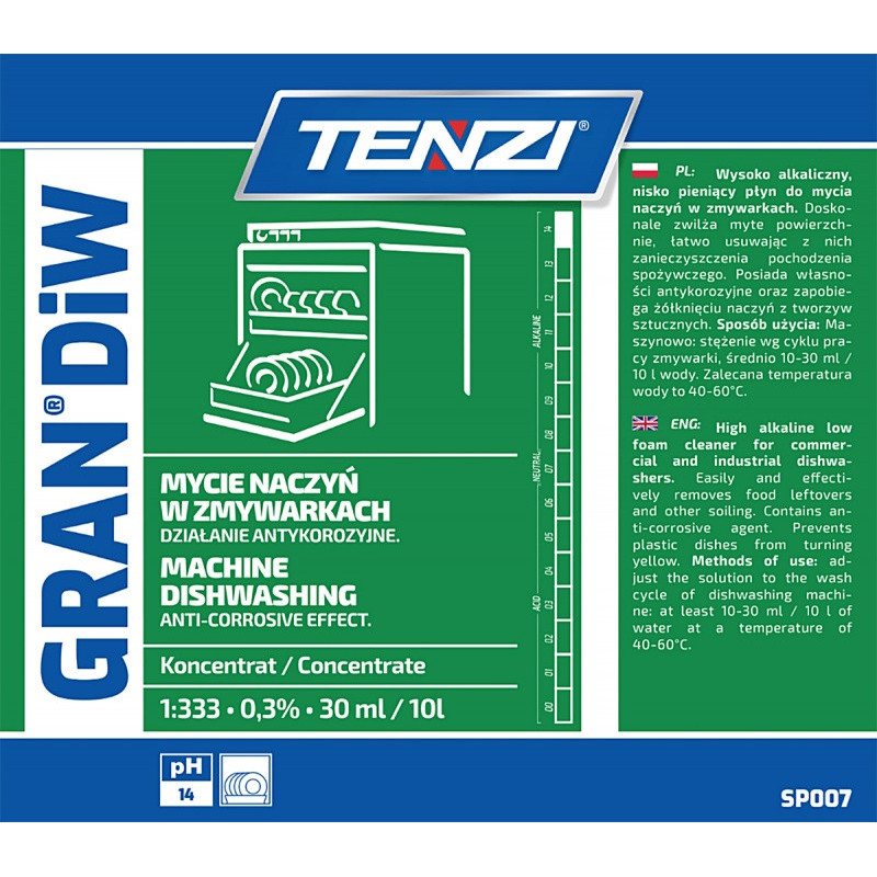 Płyn do mycia naczyń w zmywarkach TENZI, Gran Diw, 5l