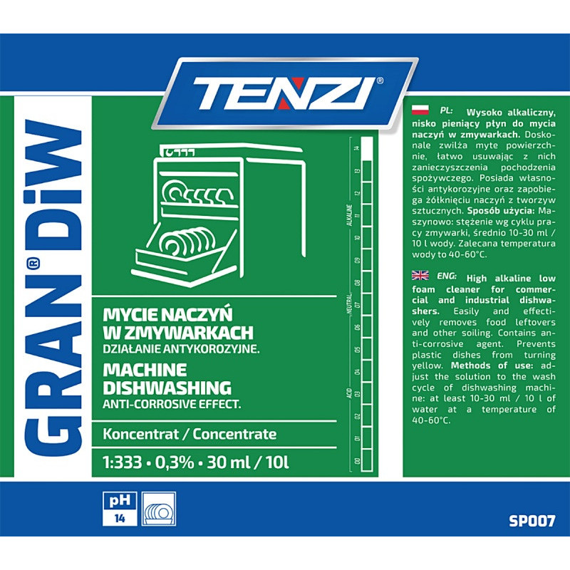 Płyn do mycia naczyń w zmywarkach TENZI, Gran Diw, 20l