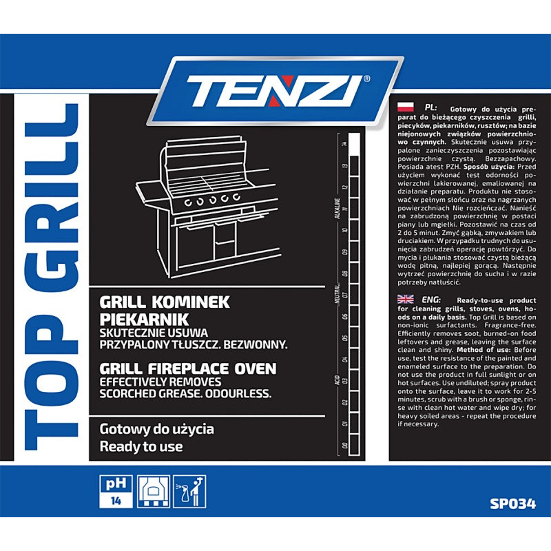 Płyn do czyszczenia przypaleń z grilli, piecyków i rusztów TENZI, Top Grill, 5l