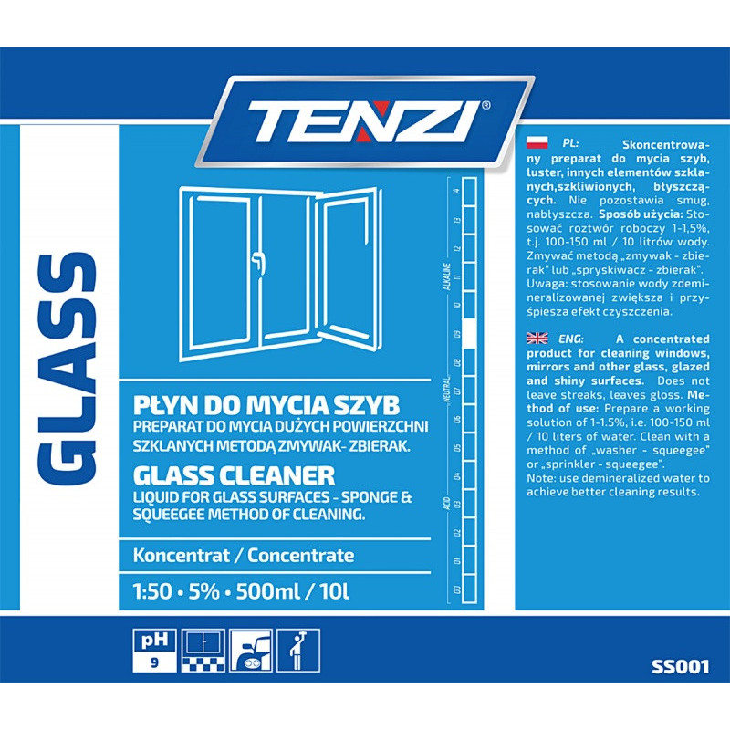 Płyn do mycia okien TENZI, Glass, 5l