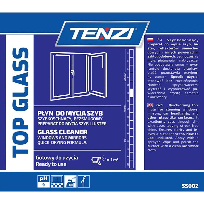 Płyn do mycia szyb i luster TENZI, Top Glass, 5l