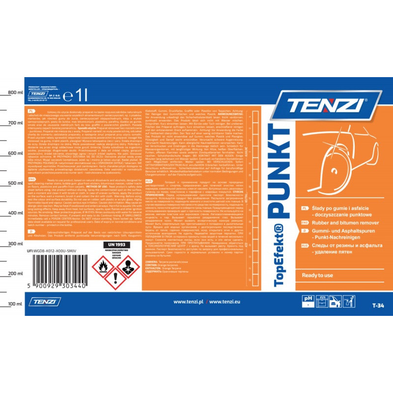 Preparat do punktowego usuwania trudnych plam TENZI, Topefekt Punkt, 1l