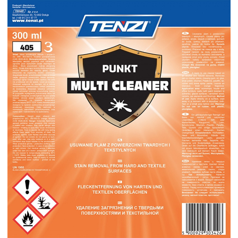 Aerozol do punktowego usuwania trudnych plam TENZI, Punkt Multicleaner, 0,3l
