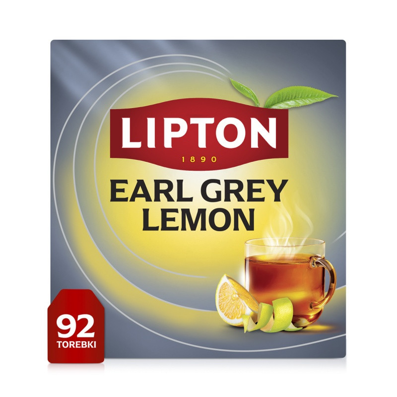 Herbata LIPTON czarna, Earl Grey Lemon, 92 torebki