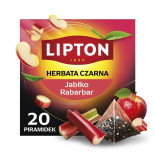 Herbata LIPTON czarna, jabłko i rabarbar, 20 piramidek
