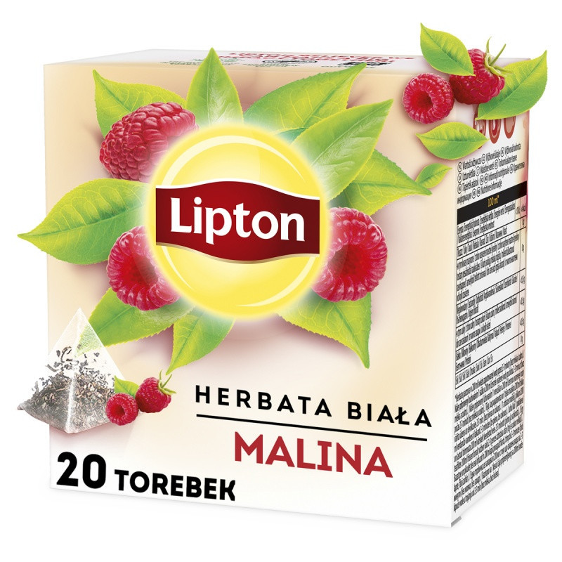 Herbata LIPTON biała, malina, 20 torebek