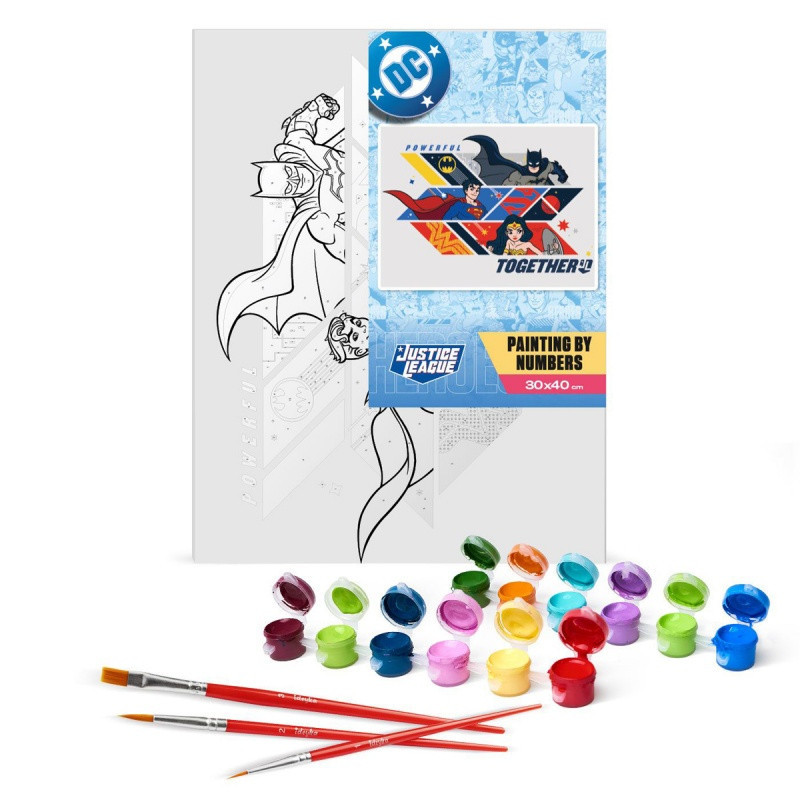Malowanie po numerach IDEYKA, 30x40 cm, Super Friends: Powerful Together, 1 szt.