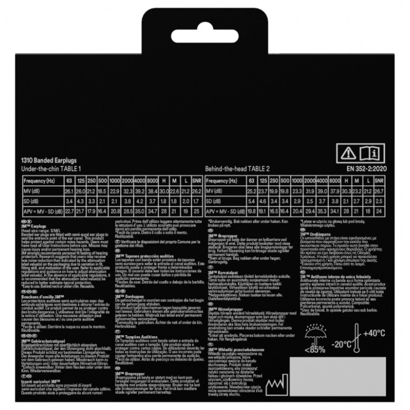 Opaska z zatyczkami do uszu 3M (1310C1), + 2 pary wymiennych wkładek, niebiesko-pomarańczowa