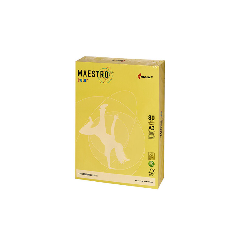 PAPIER KSERO KOLOR A4 80G ŻÓŁTY MAESTRO CY39