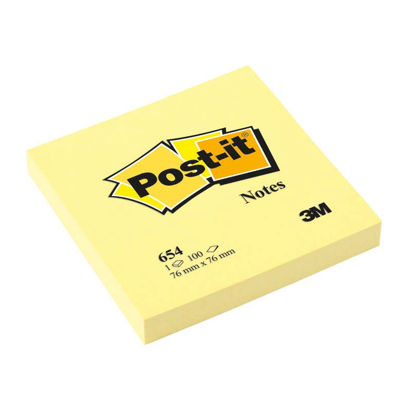 KARTECZKI SAMOPRZYLEPNE 76X76 3M 654 ŻÓŁTY POST-IT