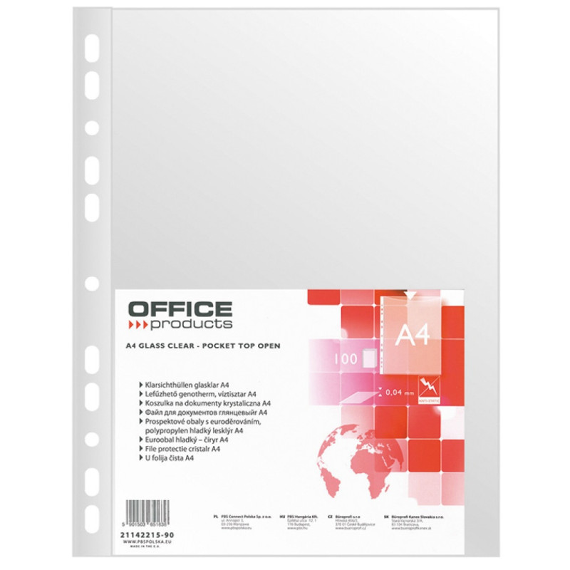KOSZULKI A4 OFFICE PRODUCT KRYSTALICZNA FOLIA 50MI