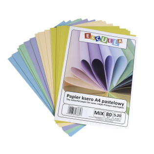 PAPIER KSERO KOLOR A4 MIX PASTEL 100ARK 80G 5 KOL