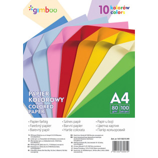 PAPIER KSERO KOLOR A4 MIX INTEN. 100ARK 80G 10 KOL