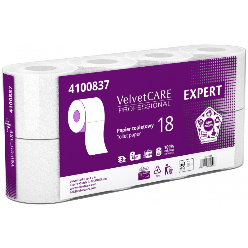 PAPIER TOALETOWY  8 ROLEK BIAŁY VELVET EXPERT 3W